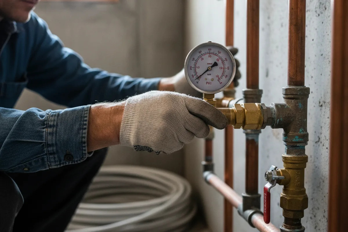 Pressure testing a repaired line during Water Line Repair in Middlebury